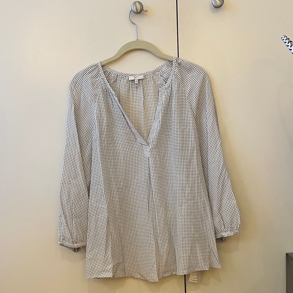 Joie White and Black Patterned Blouse